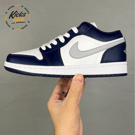 Jordan 1 Low Wolf Grey Midnight Navy 553558-141 Unisex Size